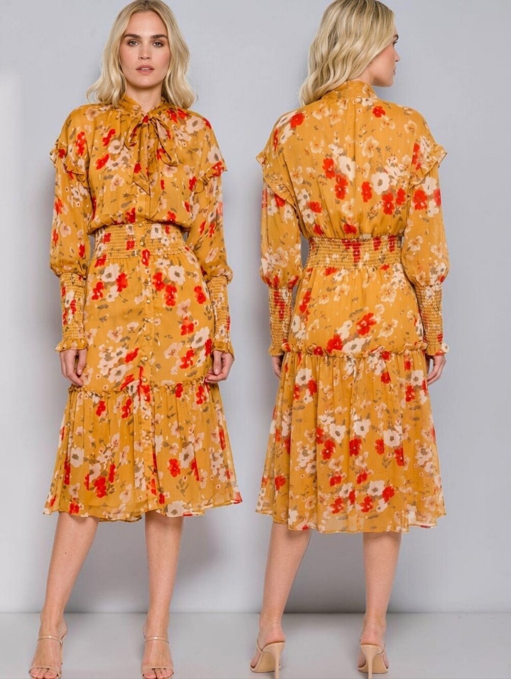 WALTER BAKER Artur Poppy Paradise Chiffon Midi Dress - Size XL